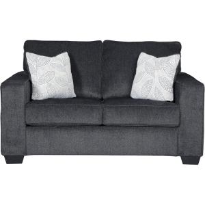 Signature Design by Ashley Altari Modern Loveseat with 2 Accent Pillows, Light Gray(Charcoal)