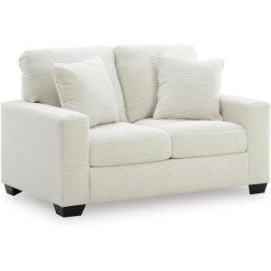 Signature Design by Ashley Ammon Casual Anti Sag Loveseat with Loose Seat Cushion and 2 Accent Pillows, White(White)