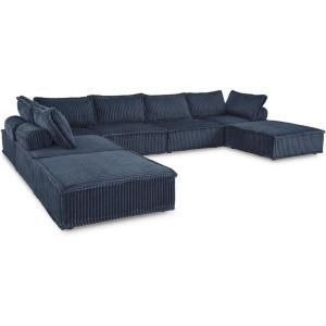 Signature Design by Ashley Casual Bales L-Shape Tufted 5-Piece Modular Seating with Non Slip Deck and Non Slip Feet, Beige(Navy)