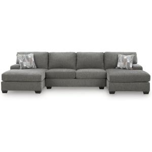 Signature Design by Ashley Casual Seyler Lane U-Shape Right-Arm Facing 3-Piece Sectional with Chaise and Removable Cushion, Gray(3-Piece Sleeper Sectional with Double Chaise)