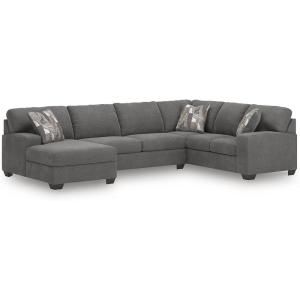 Signature Design by Ashley Casual Seyler Lane U-Shape Right-Arm Facing 3-Piece Sectional with Chaise and Removable Cushion, Gray(3-Piece Sleeper Sectional with Chaise)