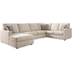 Signature Design by Ashley Edenfield Coastal Right-Arm Facing 3-Piece Sectional with Chaise, Loose Seat Cushions and 3 Throw Pillows, Beige(Linen)