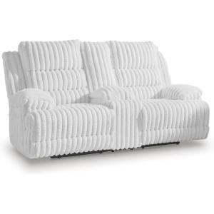 Signature Design by Ashley Higgesbee Contemporary Power Reclining Loveseat with Console, USB Charging Port, Storage and 2 Cup Holders, Light Gray