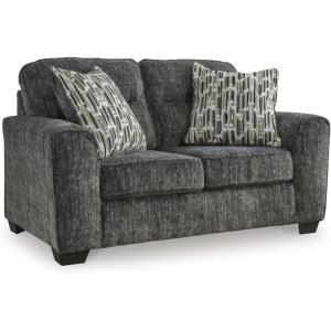 Signature Design by Ashley Lonoke Modern Loveseat with 2 Accent Pillows, Gray