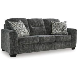 Signature Design by Ashley Lonoke Modern Sofa with 2 Accent Pillows, Gray