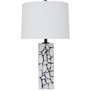 Signature Design by Ashley Macaria Modern Table Lamp with 3-Way Switch, White & Black