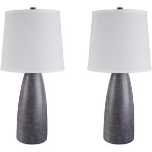 Signature Design by Ashley Mahima Eclectic Paper Table Lamp, 2 Count , 25.5″, Black & White(Shavontae)