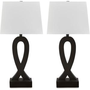 Signature Design by Ashley Markellton Modern 29.25″ Polyresin Table Lamp, Set of 2, Black