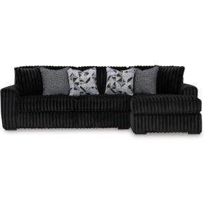 Signature Design by Ashley Midnight-Madness Casual Anti Sag Left-Arm Facing 3-Piece Sectional with Chaise, Reversible Seat Cushions and 10 Accent Pillows, Dark Brown(Black)