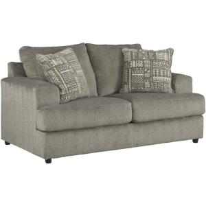 Signature Design by Ashley Soletren Contemporary Chenille Loveseat with 2 Accent Pillows, Off-White(Grey)