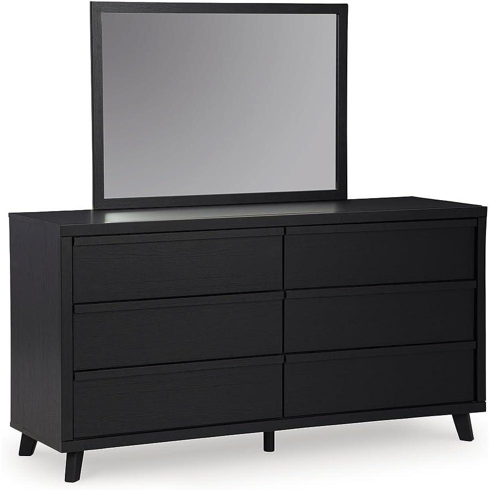 imageSignature Design by Ashley Cielden French Country 6Drawer Dresser and Mirror with Safety Stop Light BrownBlack
