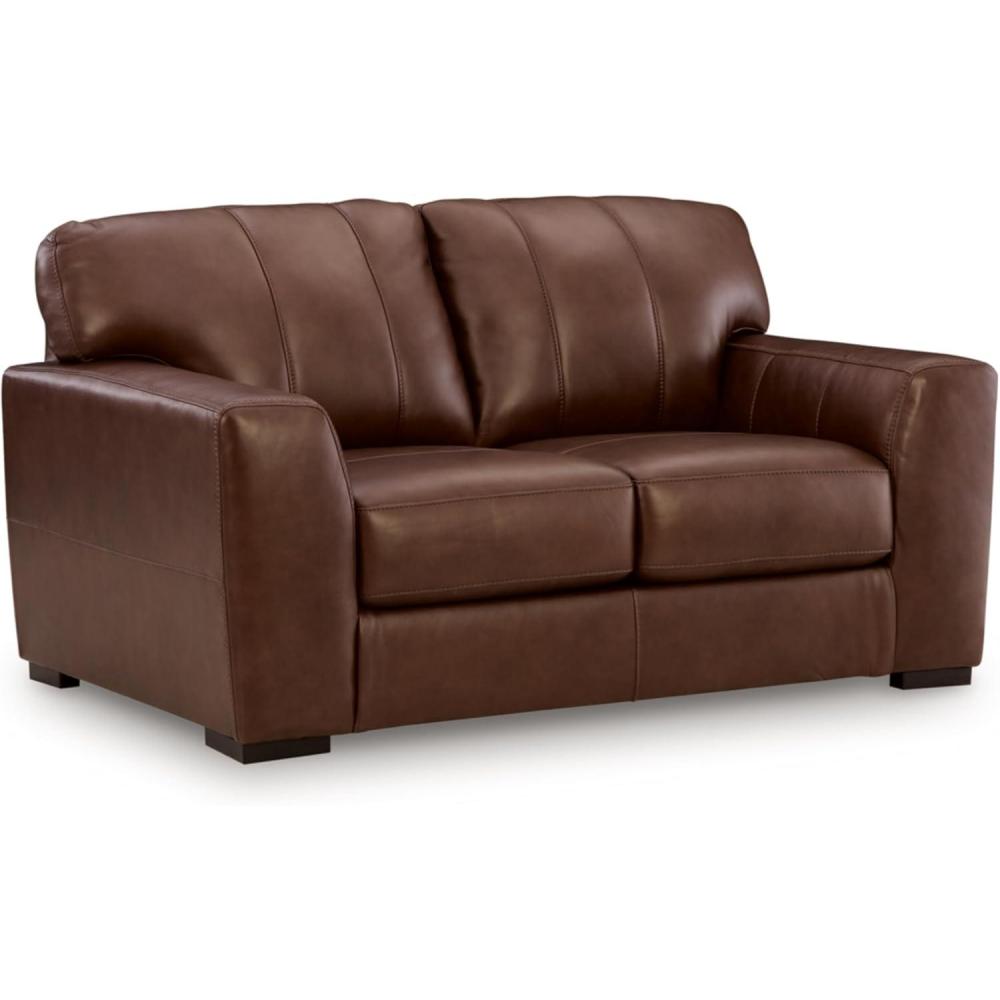 imageSignature Design by Ashley Creazzo Contemporary Leather Match Oversized Chair with Loose Seat Cushion Dark BrownLoveseat