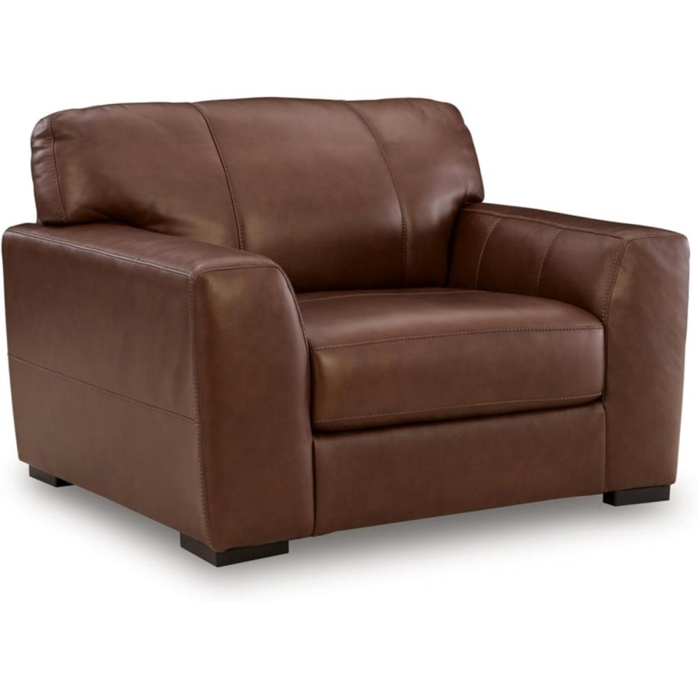 imageSignature Design by Ashley Creazzo Contemporary Leather Match Oversized Chair with Loose Seat Cushion Dark BrownOversized Chair