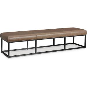 Signature Design by Ashley Joston Contemporary Leather Upholstered Accent Bench with Metal Frame, Light Brown & Black