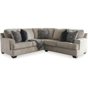Signature Design by Ashley Bovarian Casual L-Shaped 2-Piece Sectional with Loose Seat Cushions and 5 Accent Pillows, Light Brown(2-Piece Sectional)