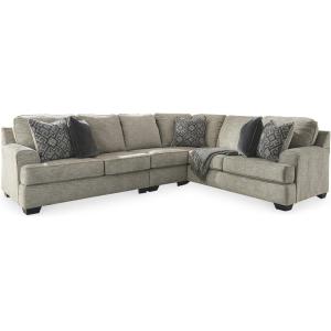 Signature Design by Ashley Bovarian Casual L-Shaped 2-Piece Sectional with Loose Seat Cushions and 5 Accent Pillows, Light Brown(3 Piece Sectional)