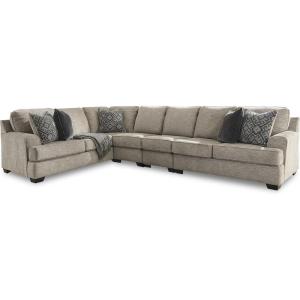 Signature Design by Ashley Bovarian Casual L-Shaped 2-Piece Sectional with Loose Seat Cushions and 5 Accent Pillows, Light Brown(4-Piece Sectional)