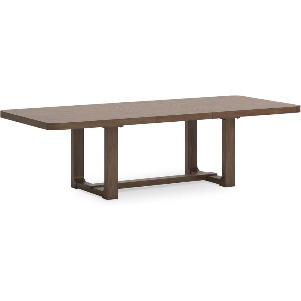 imageSignature Design by Ashley Kendamor Rectangular Dining Room Extension Table with Table Glide System Seats up to 8 Wood 108 Wide with Leaf Dark BrownLight Brown