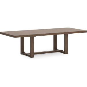 Signature Design by Ashley Kendamor Rectangular Dining Room Extension Table with Table Glide System, Seats up to 8, Wood, 108″ Wide with Leaf, Dark Brown(Light Brown)