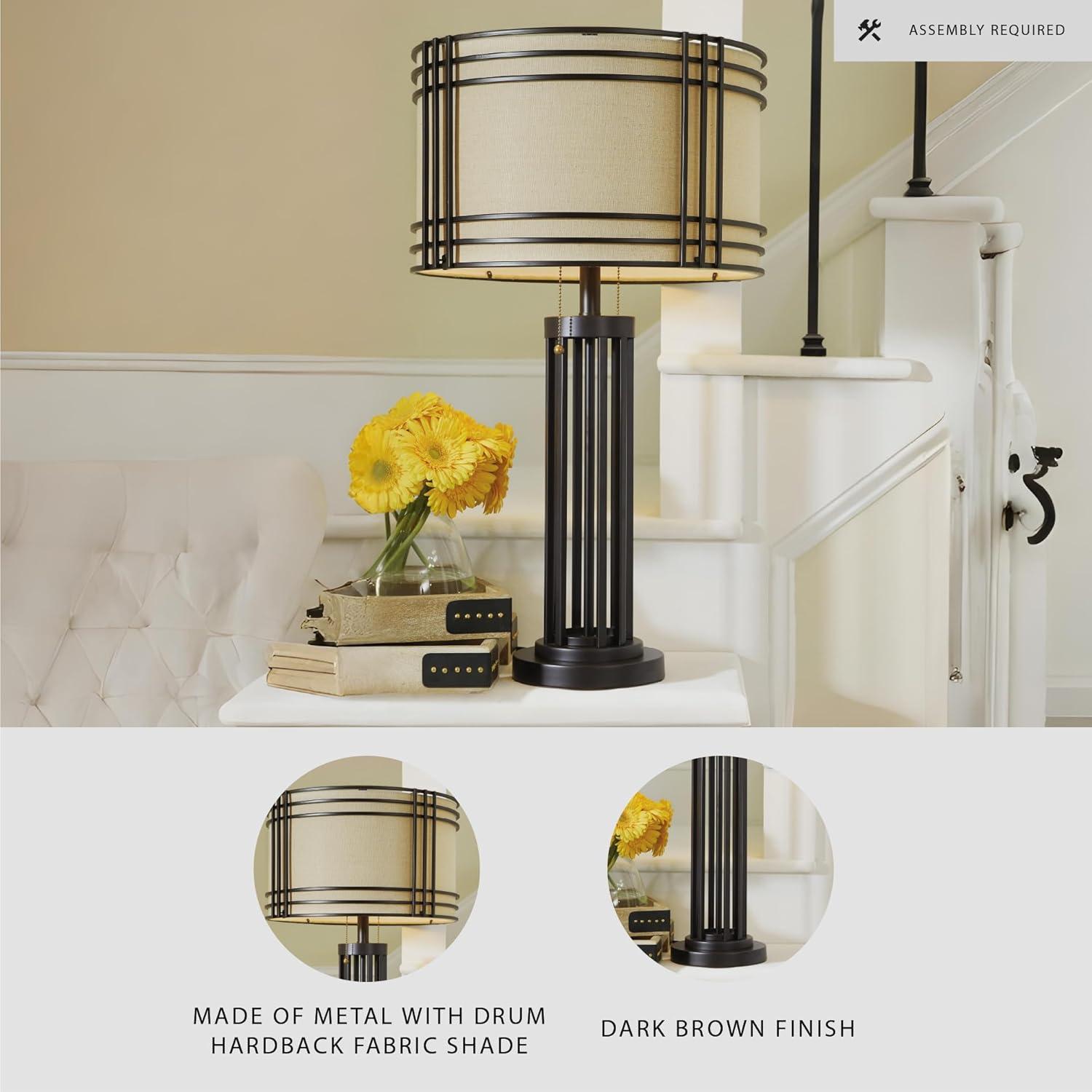 imageSignature Design by Ashley Hanswell 30 Rustic Industrial Metal Table Lamp with Pull Chain Dark Brown