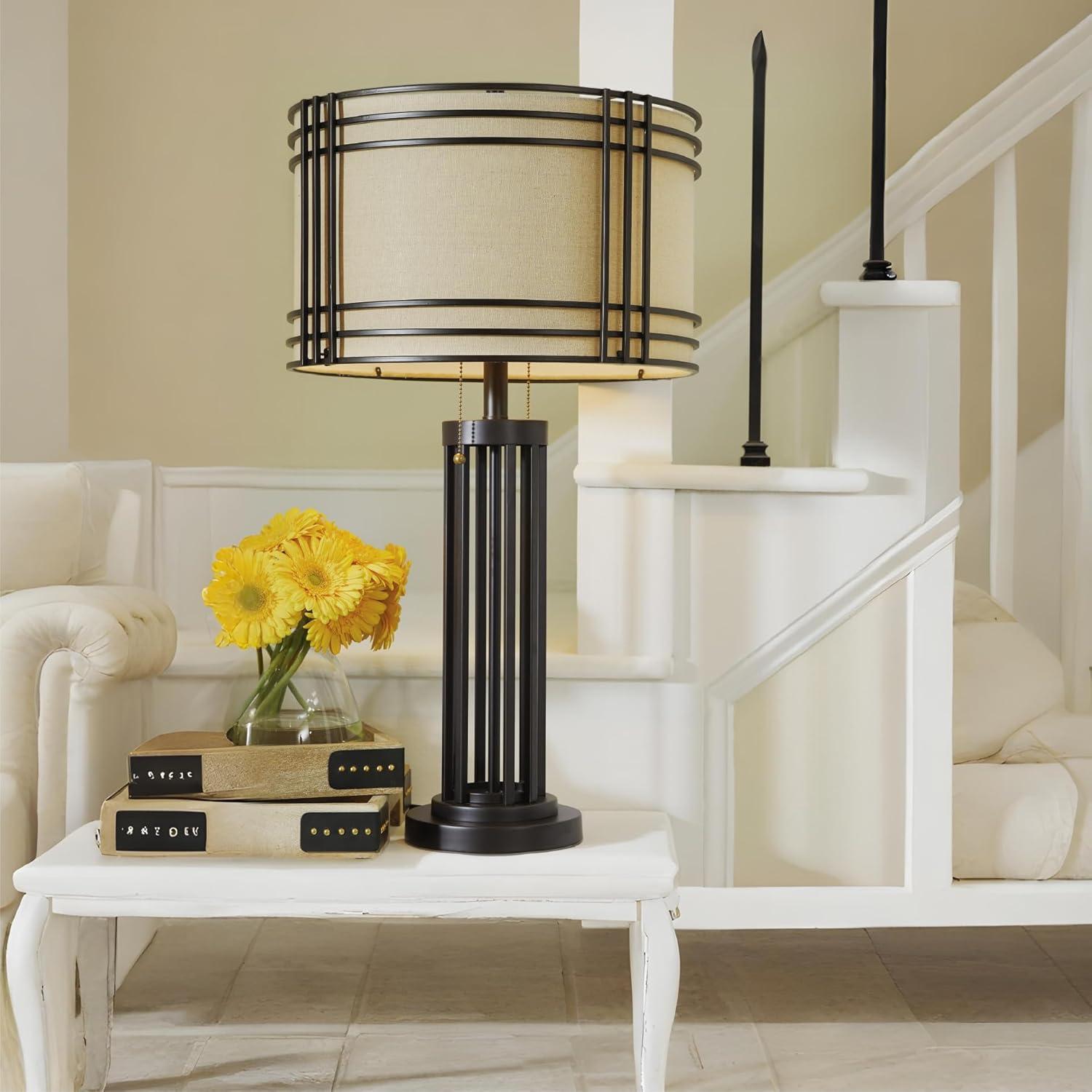 imageSignature Design by Ashley Hanswell 30 Rustic Industrial Metal Table Lamp with Pull Chain Dark Brown