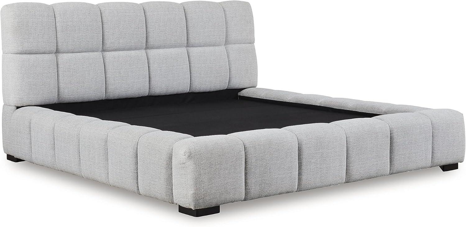 imageSignature Design by Ashley Jesstean Contemporary Upholstered Bed Foundation or Box Spring Not Needed Queen Light GrayKing