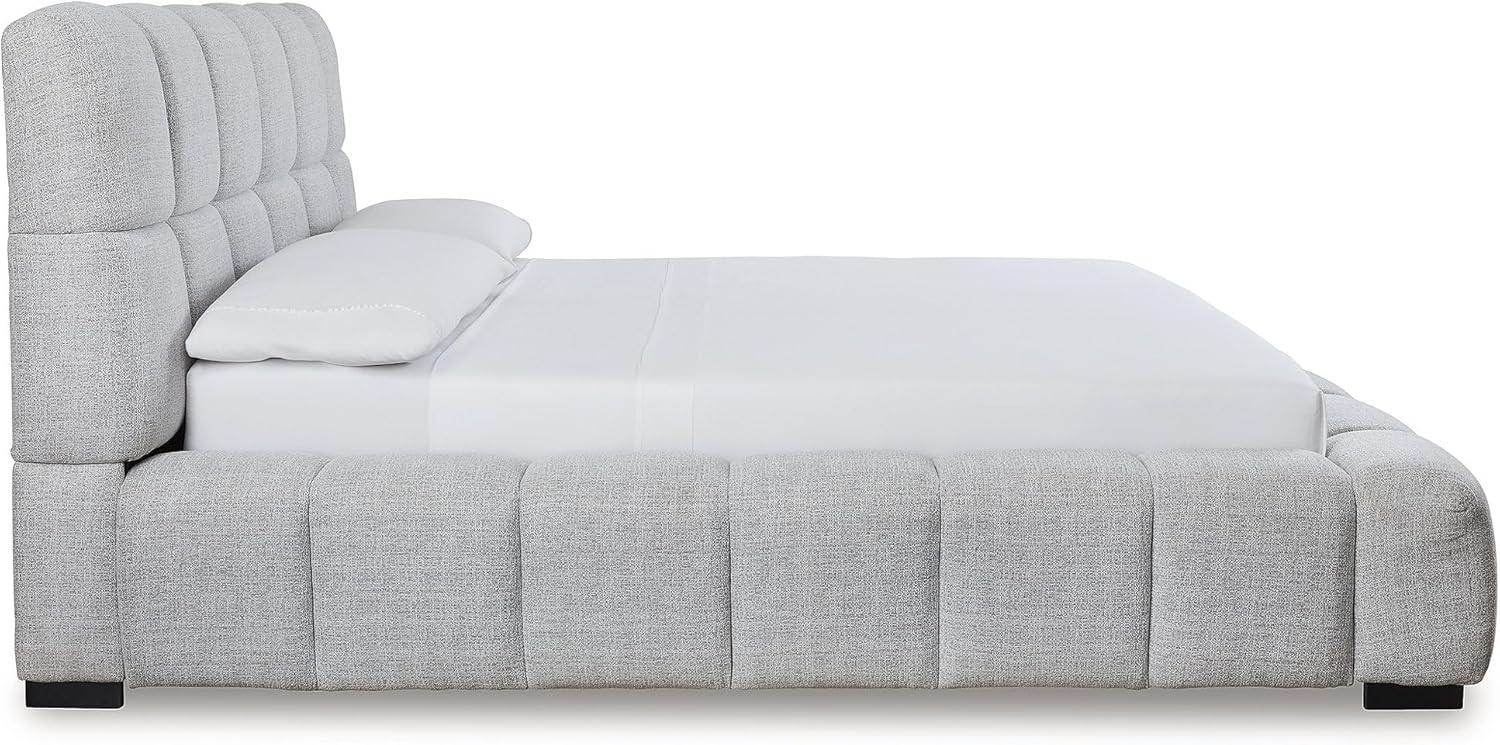 imageSignature Design by Ashley Jesstean Contemporary Upholstered Bed Foundation or Box Spring Not Needed Queen Light GrayKing