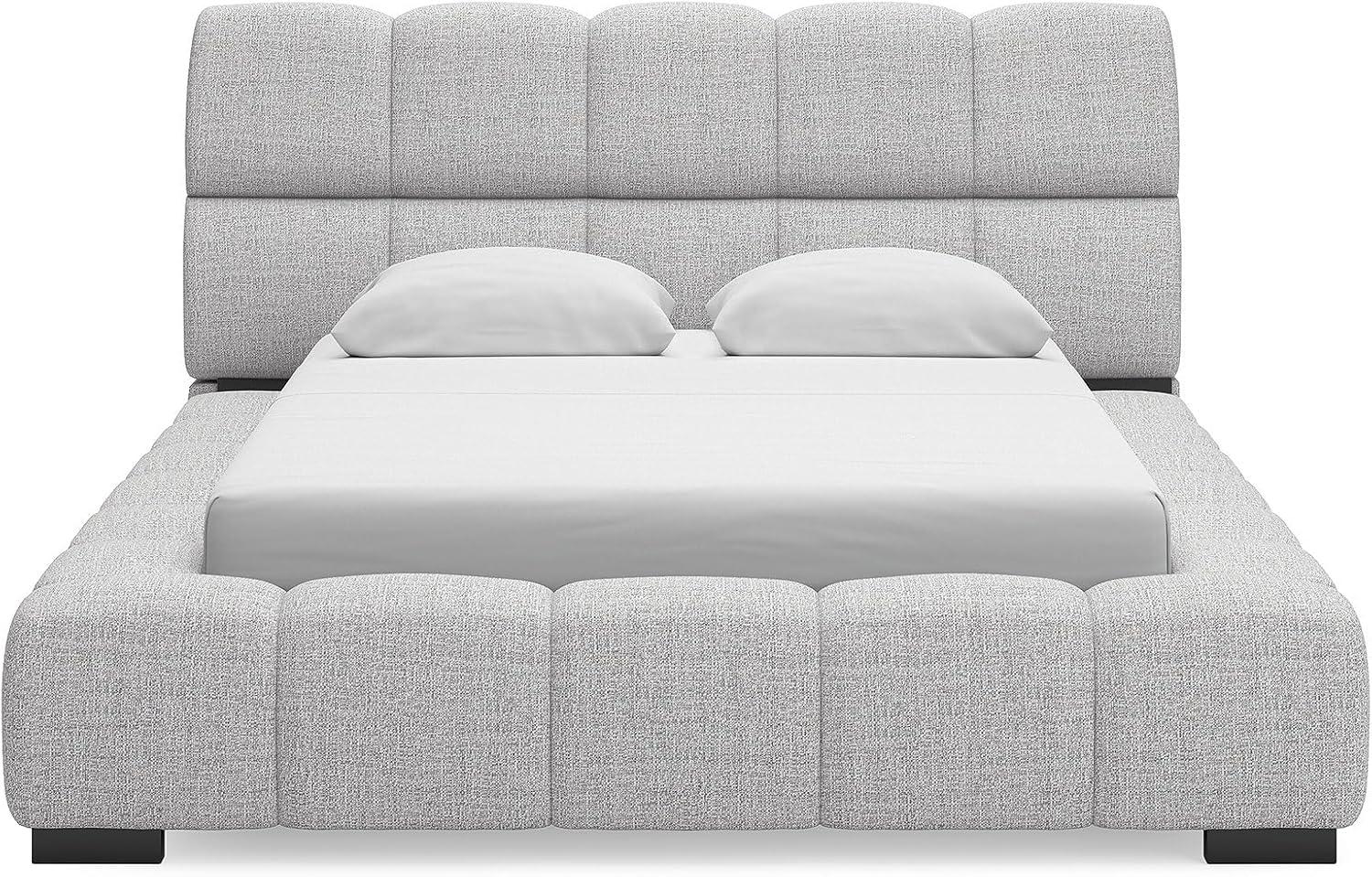 imageSignature Design by Ashley Jesstean Contemporary Upholstered Bed Foundation or Box Spring Not Needed Queen Light GrayQueen