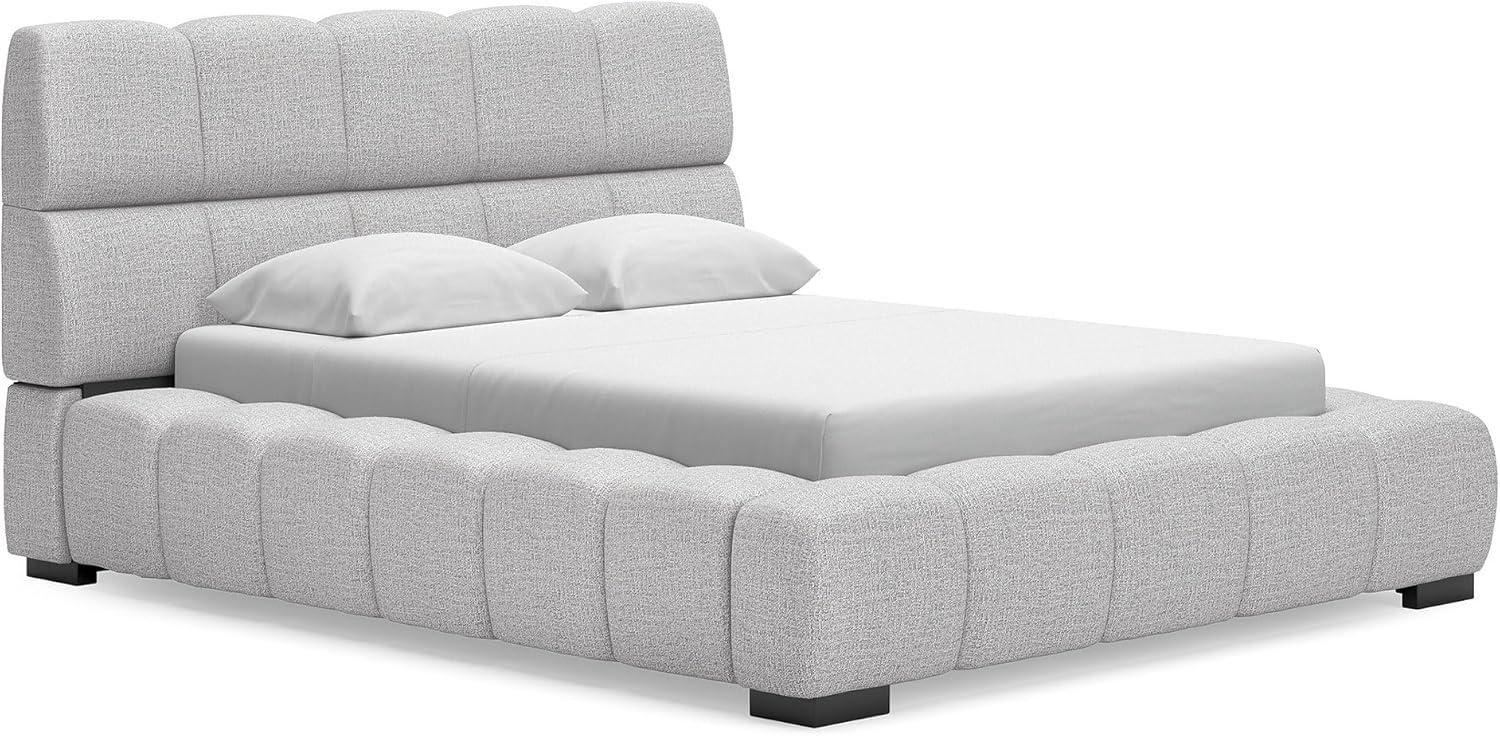 imageSignature Design by Ashley Jesstean Contemporary Upholstered Bed Foundation or Box Spring Not Needed Queen Light GrayQueen