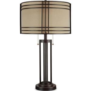Signature Design by Ashley Hanswell 30″ Rustic Industrial Metal Table Lamp with Pull Chain, Dark Brown