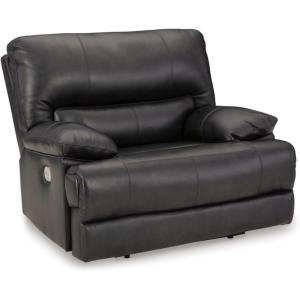 Signature Design by Ashley Windstade Contemporary Faux Leather Manual Rocker Recliner with Side Pocket, Heat and Massage, Lumbar Heat with 3 Levels, Auto Shut Off After 20 Minutes, Gray(Dark Gray)