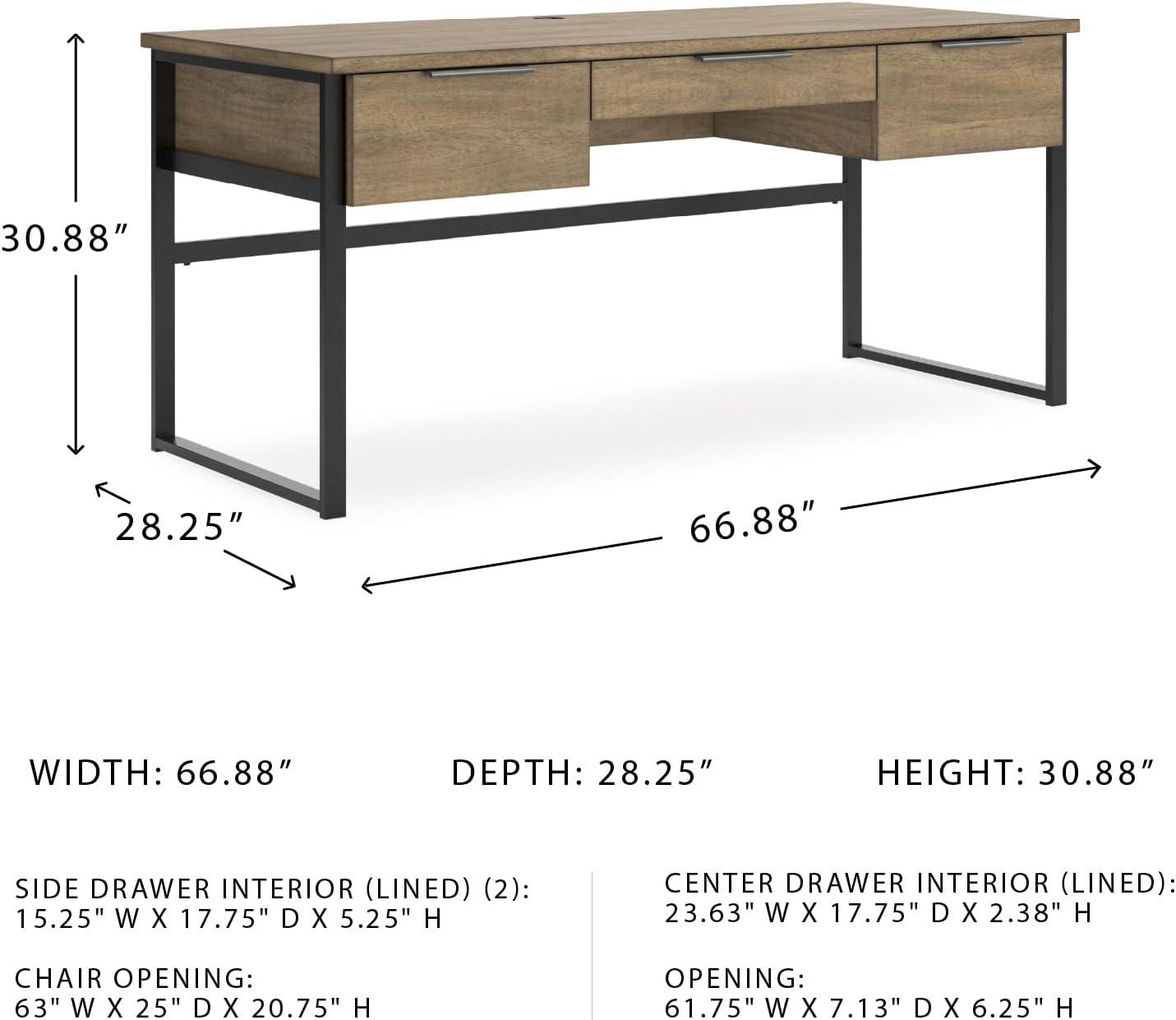 imageSignature Design by Ashley Montia Contemporary 67 Home Office Desk with Drawers and Cord Management Light Brown amp Black