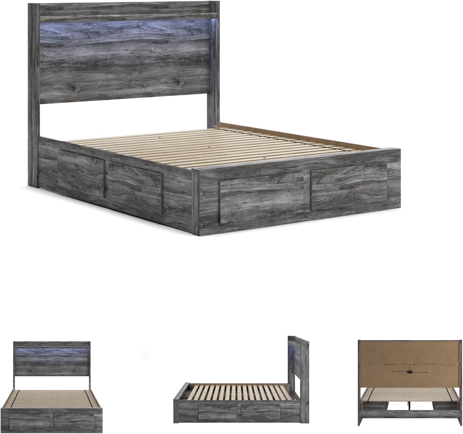 imageSignature Design by Ashley Baystorm Casual Twin Panel Bed with LED Lights Foundation or Box Spring Needed GrayGrey