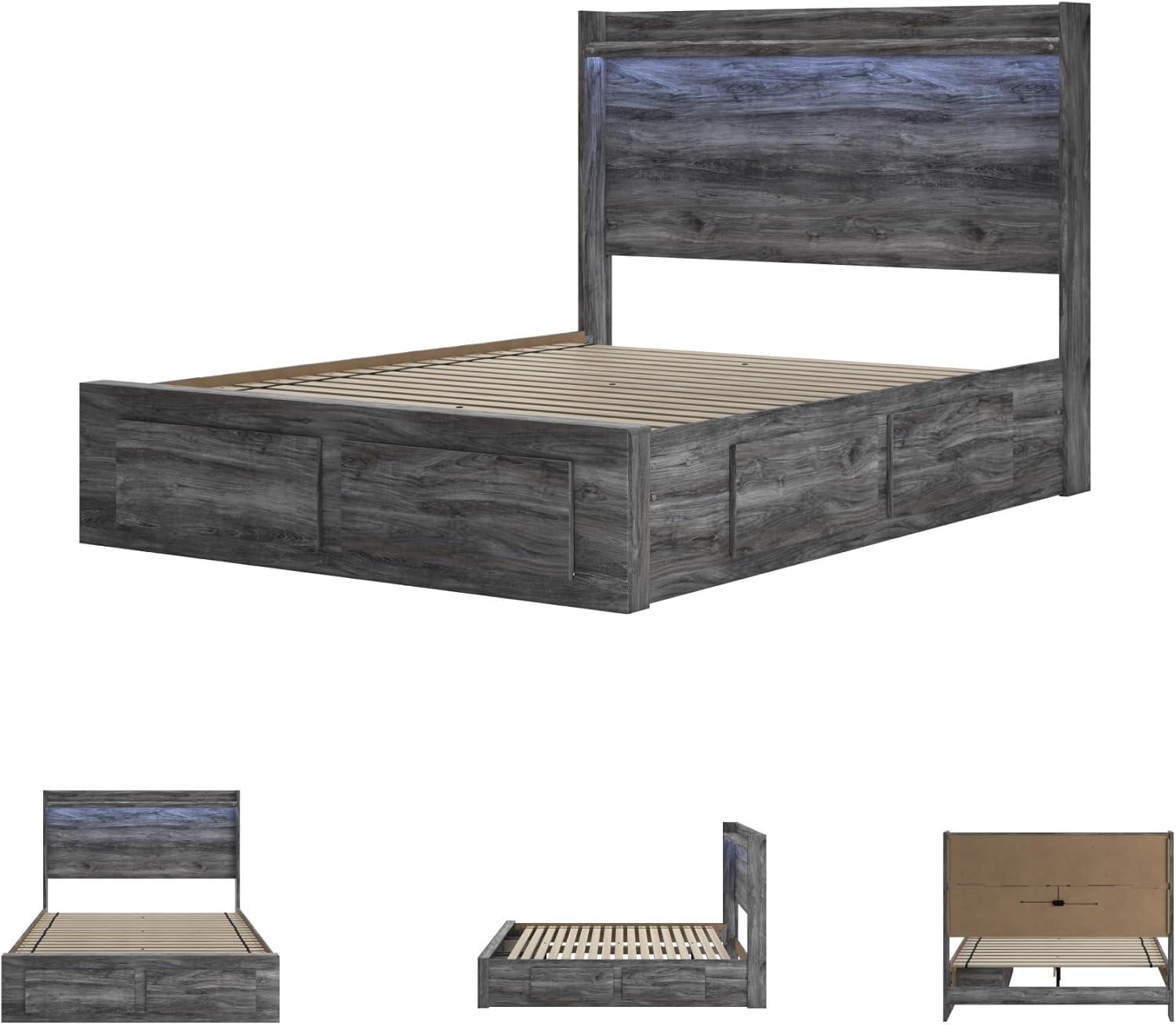 imageSignature Design by Ashley Baystorm Casual Twin Panel Bed with LED Lights Foundation or Box Spring Needed GrayGrey