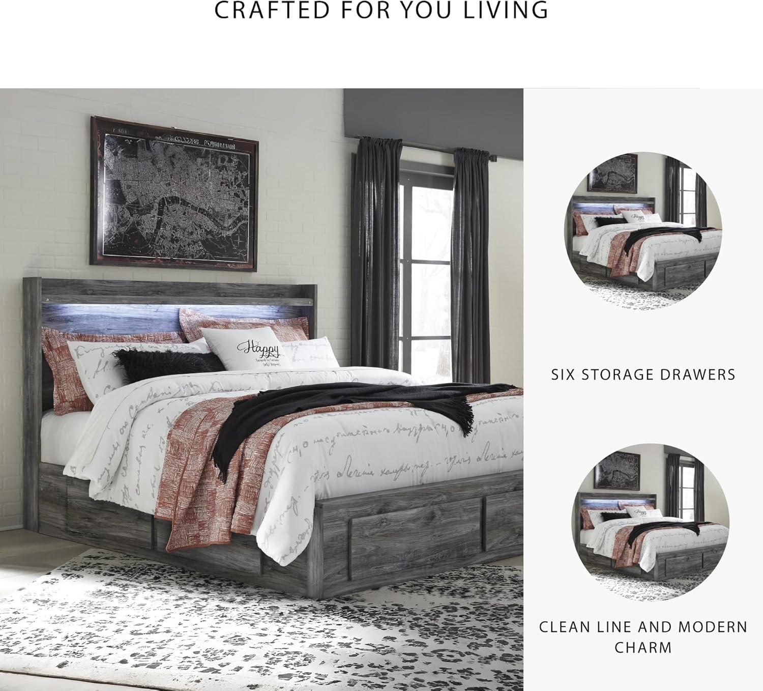 imageSignature Design by Ashley Baystorm Casual Twin Panel Bed with LED Lights Foundation or Box Spring Needed GrayGrey