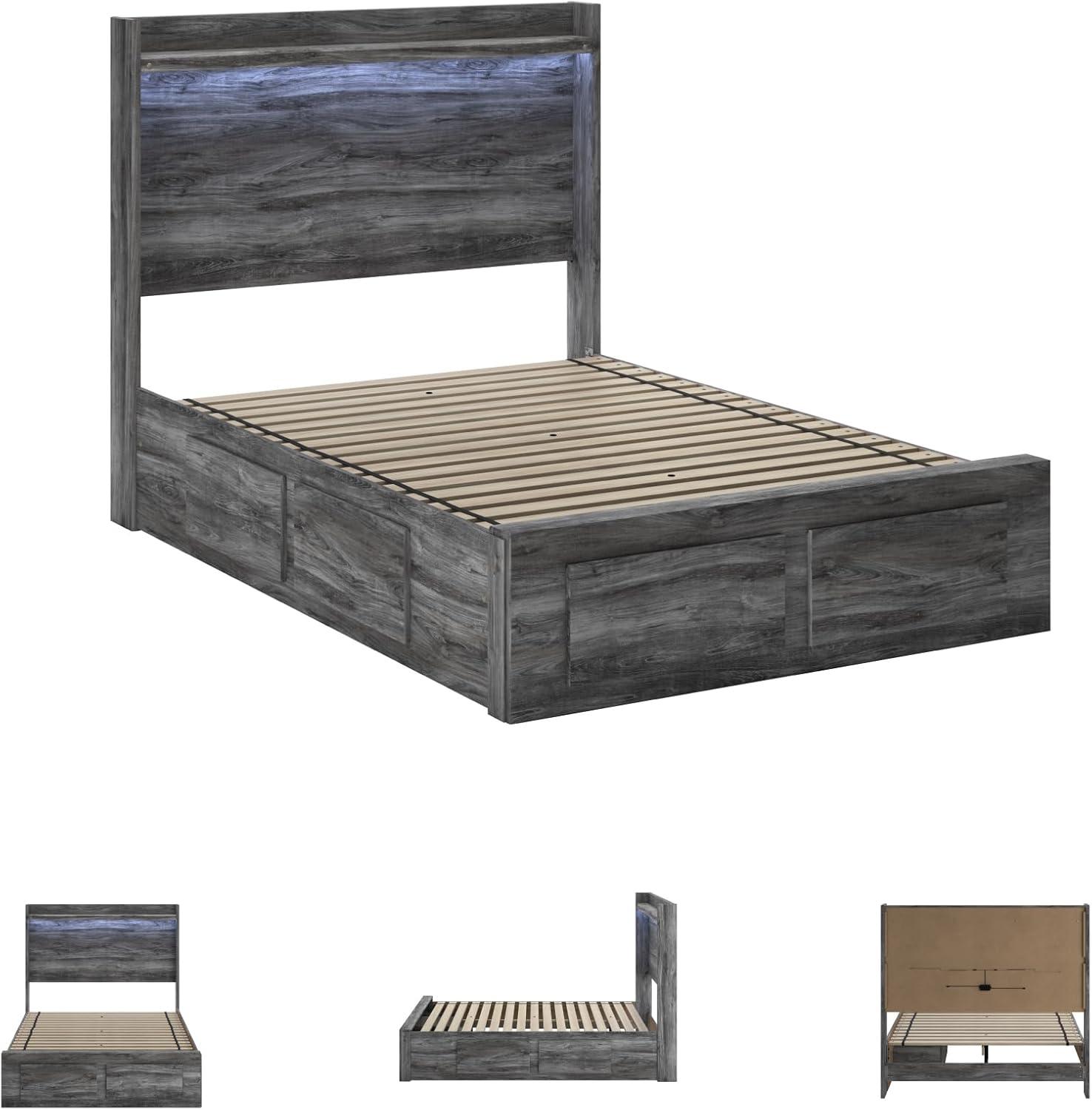 imageSignature Design by Ashley Baystorm Casual Twin Panel Bed with LED Lights Foundation or Box Spring Needed GrayGrey