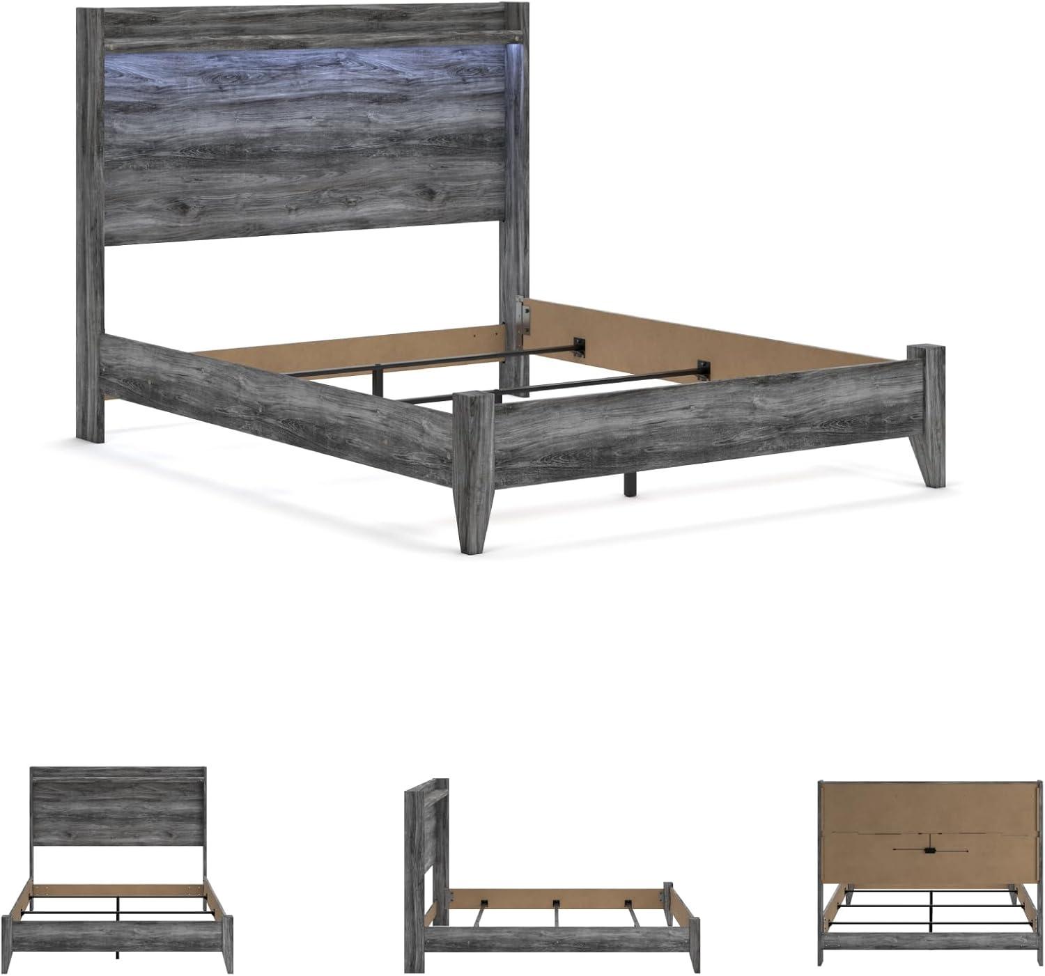 imageSignature Design by Ashley Baystorm Casual Twin Panel Bed with LED Lights Foundation or Box Spring Needed GrayGrey