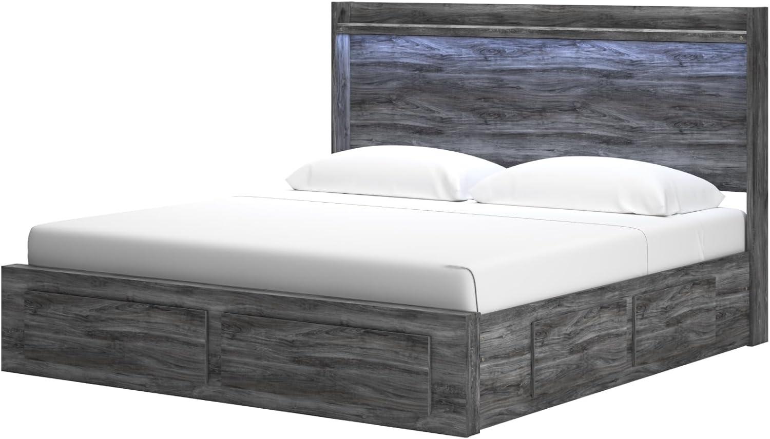 imageSignature Design by Ashley Baystorm Casual Twin Panel Bed with LED Lights Foundation or Box Spring Needed GrayGrey