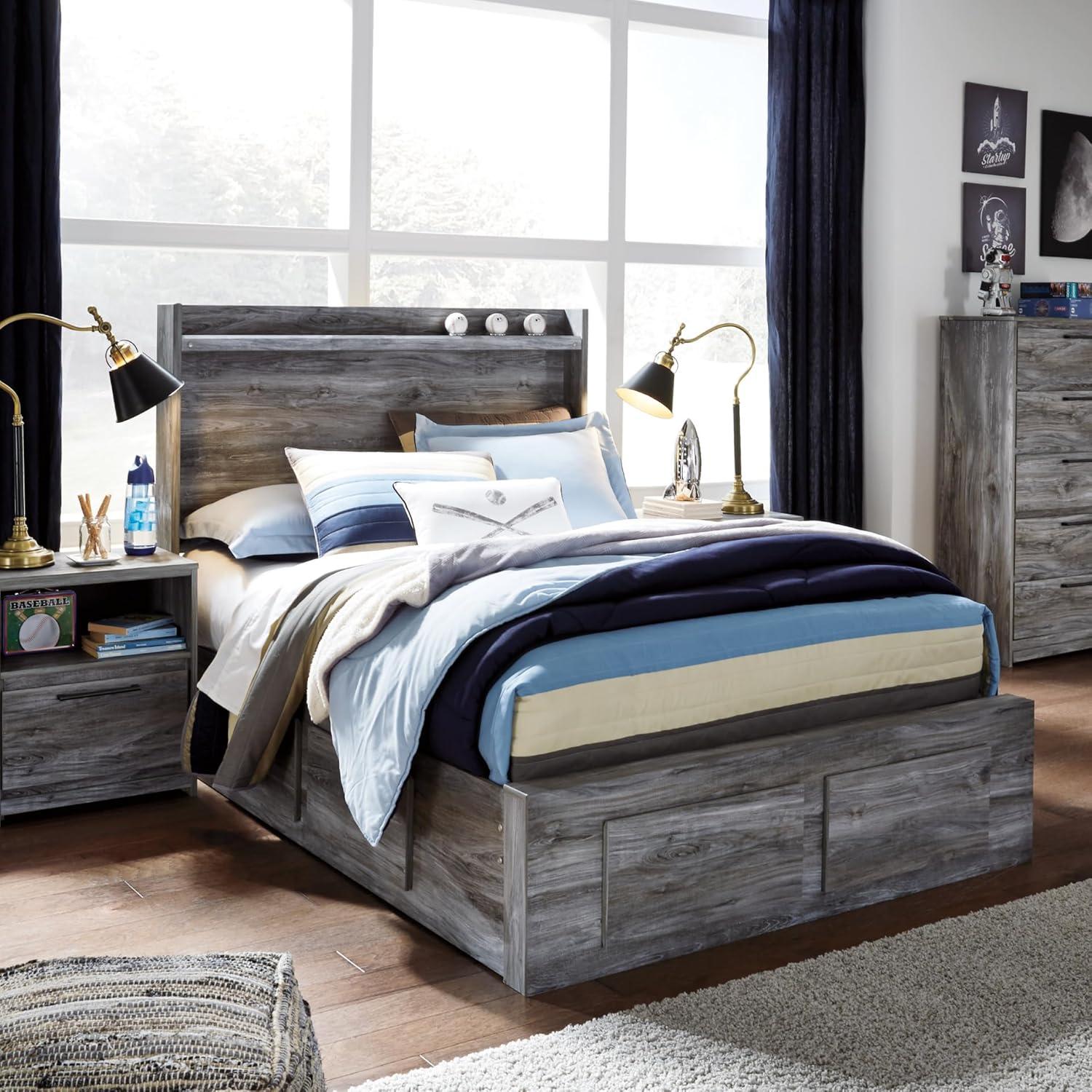 imageSignature Design by Ashley Baystorm Casual Twin Panel Bed with LED Lights Foundation or Box Spring Needed GrayGrey
