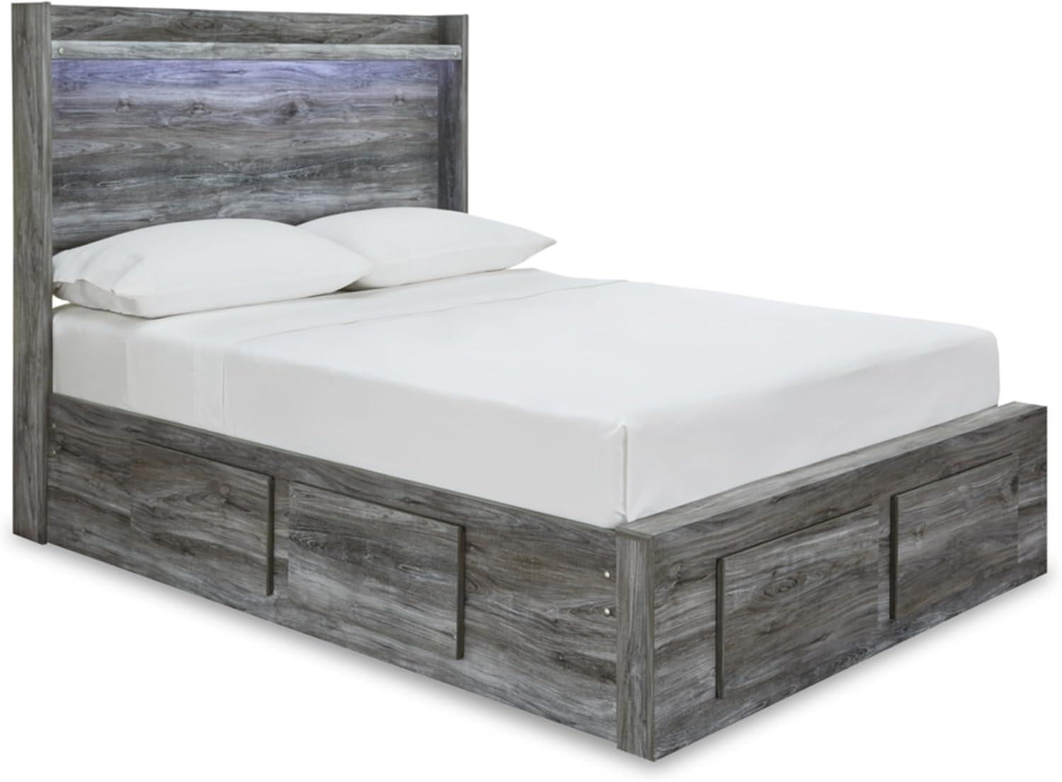 imageSignature Design by Ashley Baystorm Casual Twin Panel Bed with LED Lights Foundation or Box Spring Needed GrayGrey