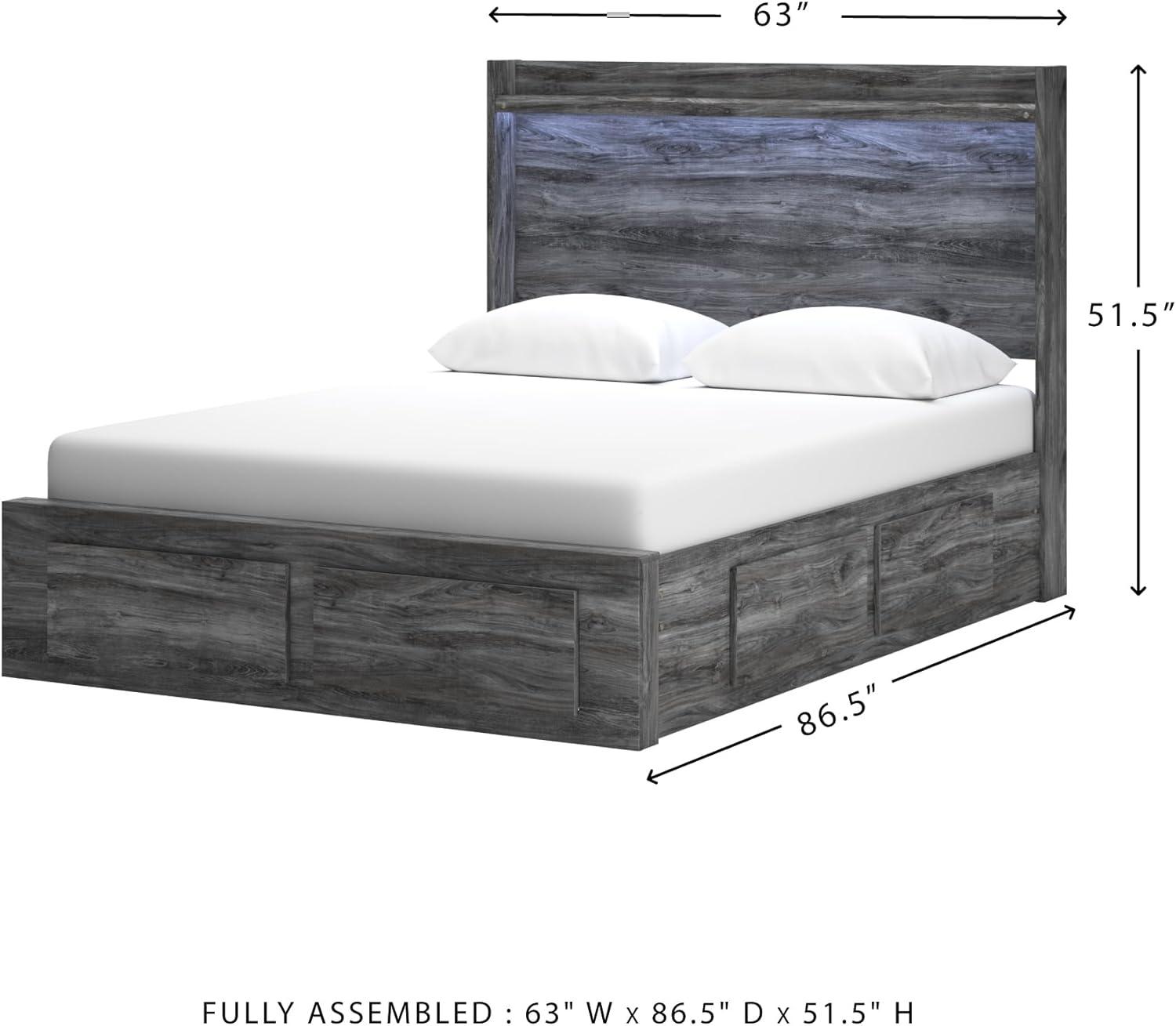 imageSignature Design by Ashley Baystorm Casual Twin Panel Bed with LED Lights Foundation or Box Spring Needed GrayGrey