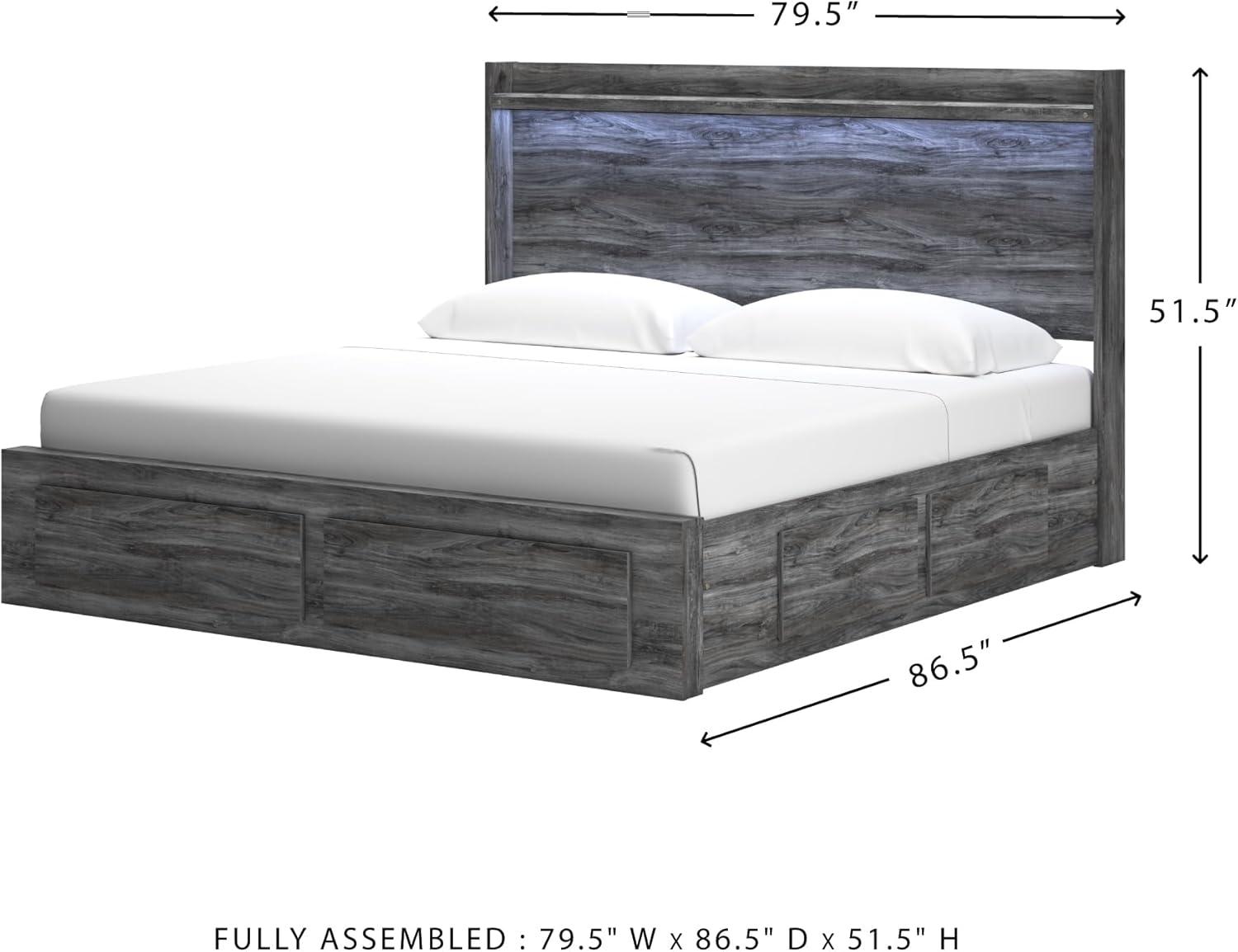 imageSignature Design by Ashley Baystorm Casual Twin Panel Bed with LED Lights Foundation or Box Spring Needed GrayGrey