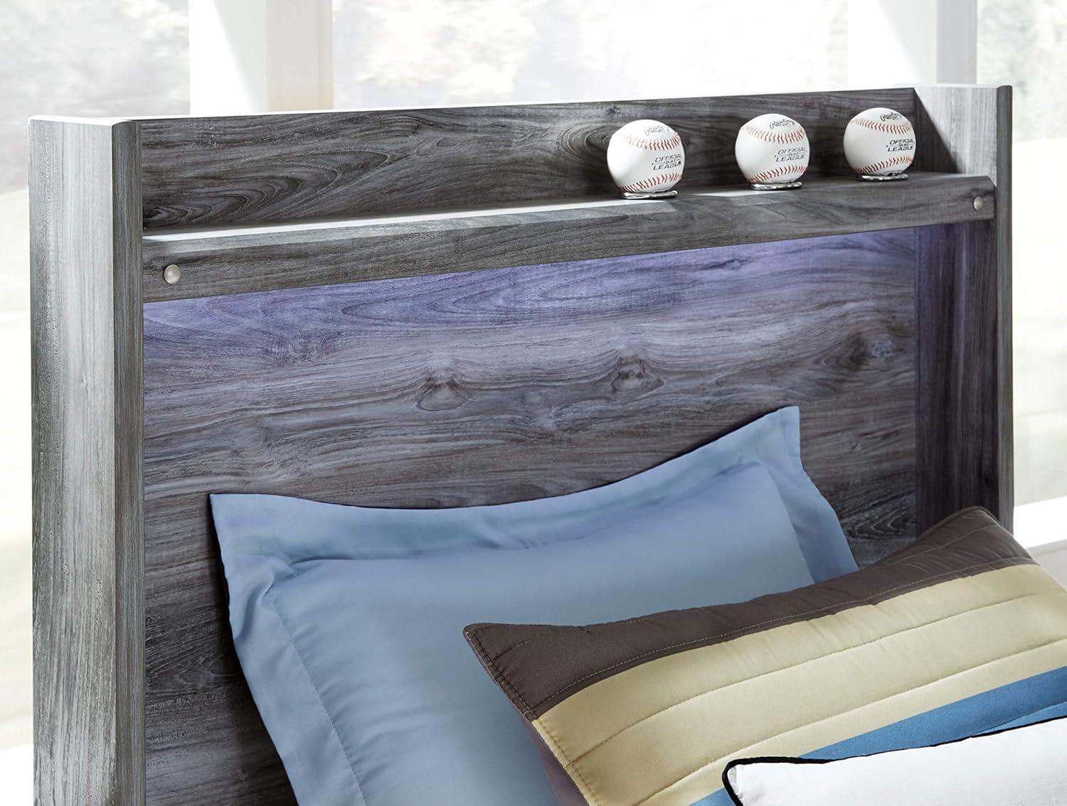 imageSignature Design by Ashley Baystorm Casual Twin Panel Bed with LED Lights Foundation or Box Spring Needed GrayGrey