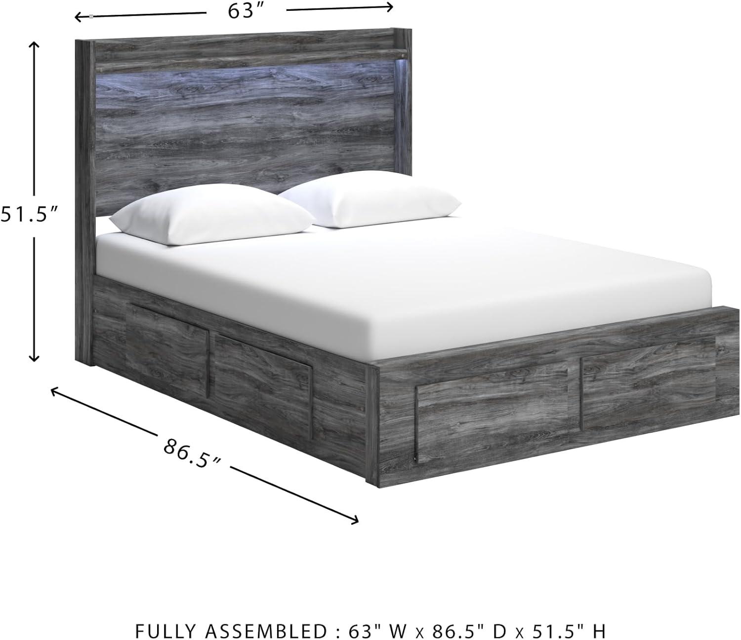imageSignature Design by Ashley Baystorm Casual Twin Panel Bed with LED Lights Foundation or Box Spring Needed GrayGrey