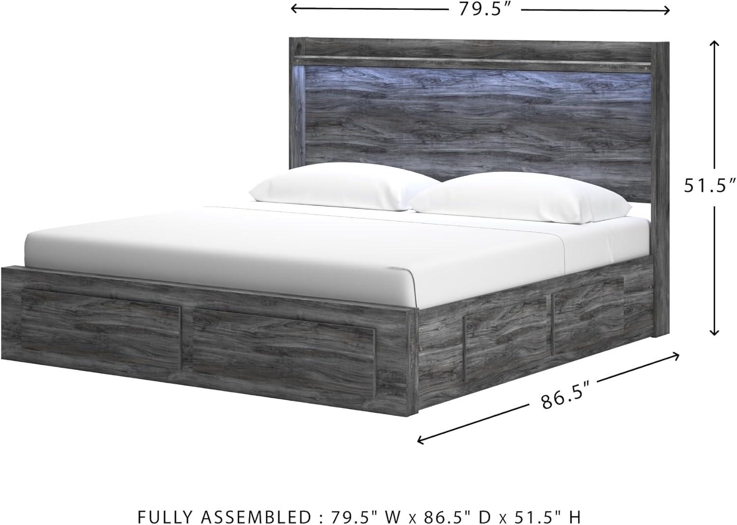 imageSignature Design by Ashley Baystorm Casual Twin Panel Bed with LED Lights Foundation or Box Spring Needed GrayGrey