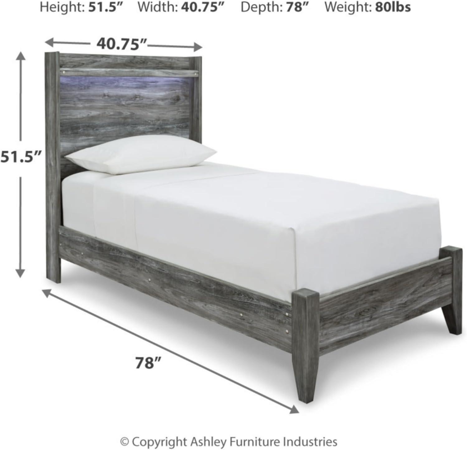 imageSignature Design by Ashley Baystorm Casual Twin Panel Bed with LED Lights Foundation or Box Spring Needed GrayGrey