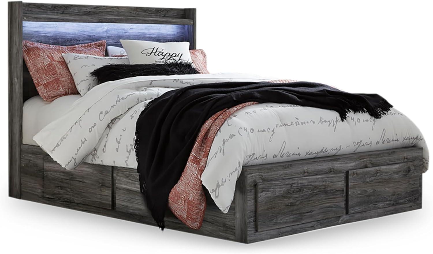 imageSignature Design by Ashley Baystorm Casual Twin Panel Bed with LED Lights Foundation or Box Spring Needed GrayGrey