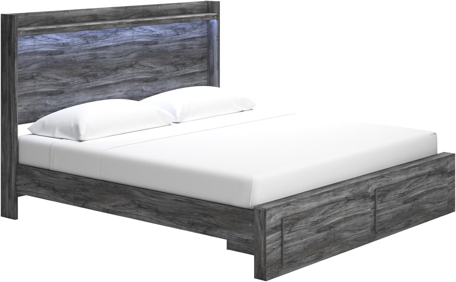 imageSignature Design by Ashley Baystorm Casual Twin Panel Bed with LED Lights Foundation or Box Spring Needed GrayGrey