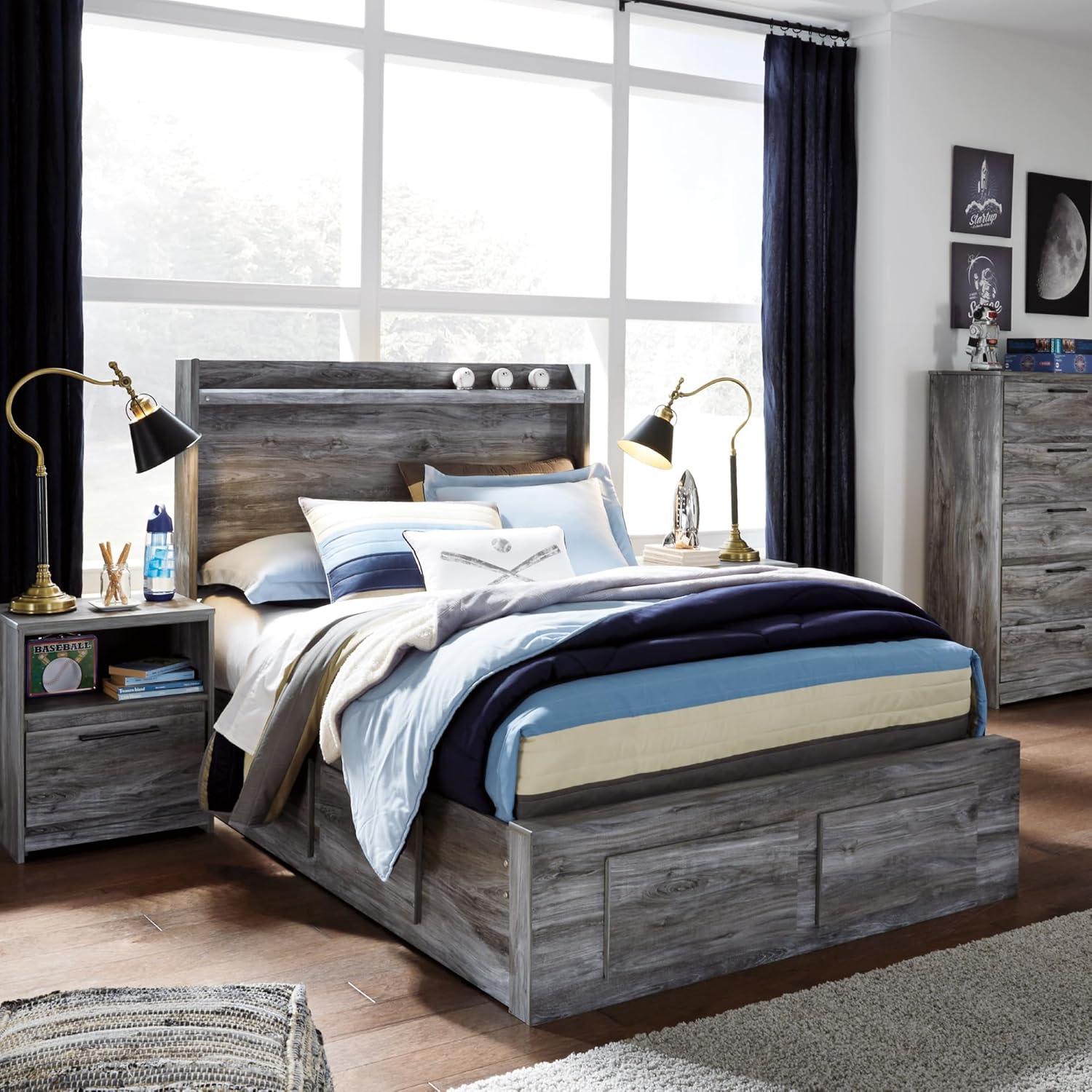 imageSignature Design by Ashley Baystorm Casual Twin Panel Bed with LED Lights Foundation or Box Spring Needed GrayGrey