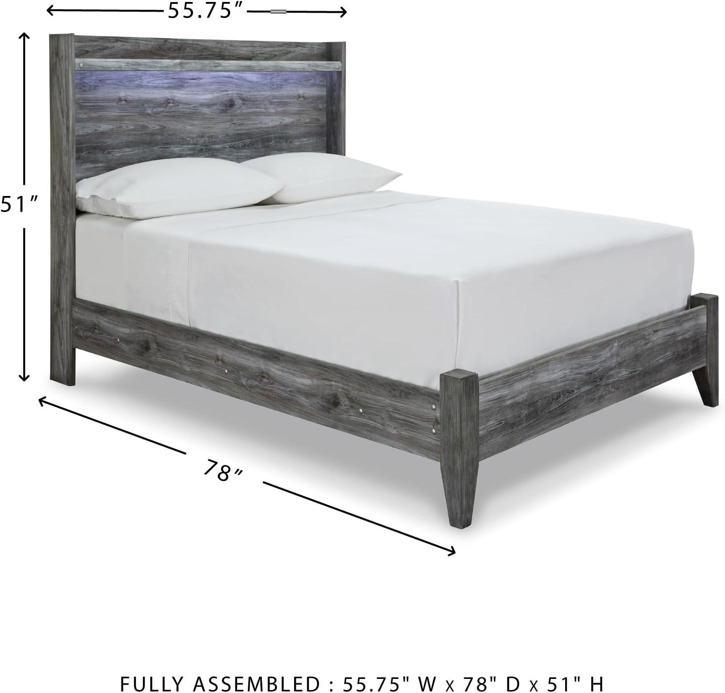 imageSignature Design by Ashley Baystorm Casual Twin Panel Bed with LED Lights Foundation or Box Spring Needed GrayGrey